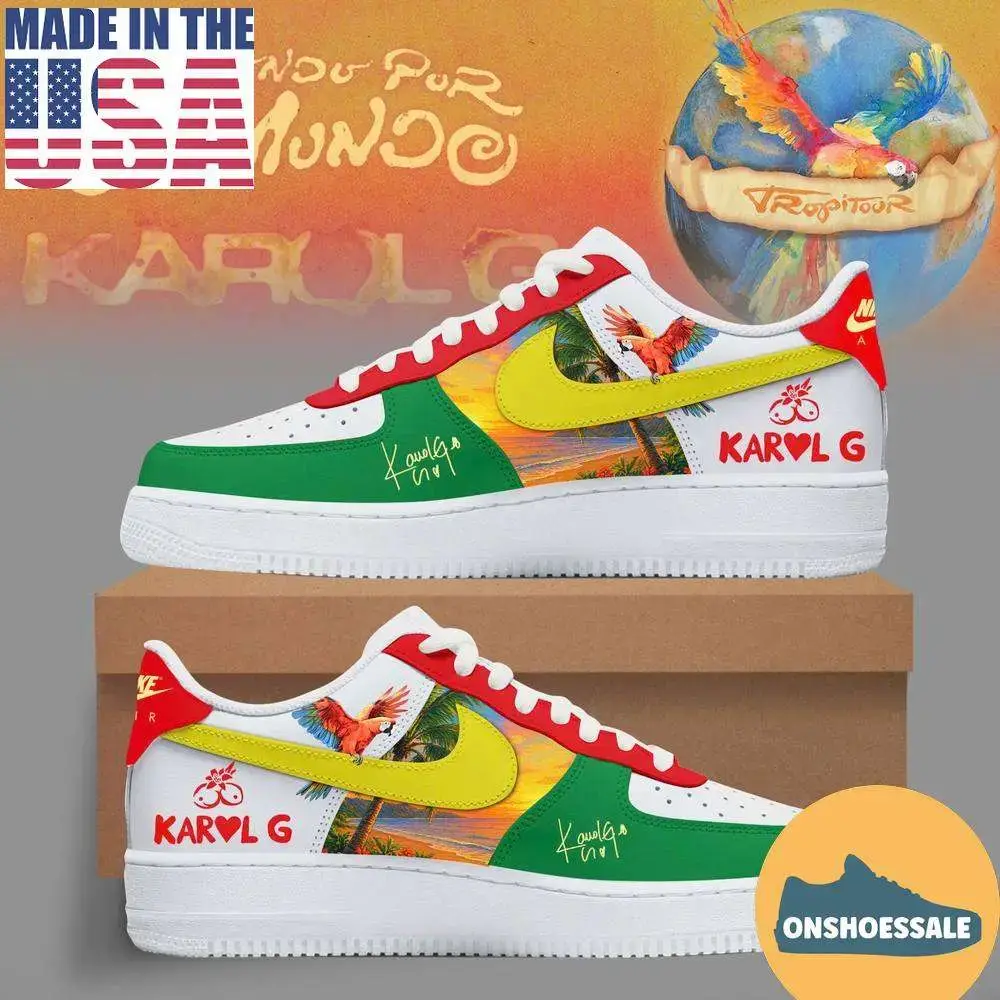 Karol G Viajando Por El Mundo Tropitour Sunset Flight Low Air Force 1 Sneaker, Gift For Fans - Best Gift Shoes