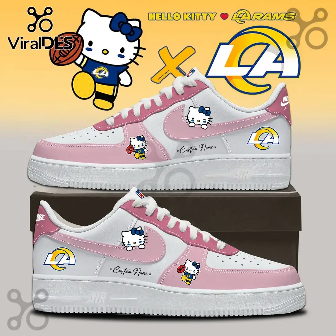 Los Angeles Rams x Hello Kitty Pink Air Force 1 Shoes