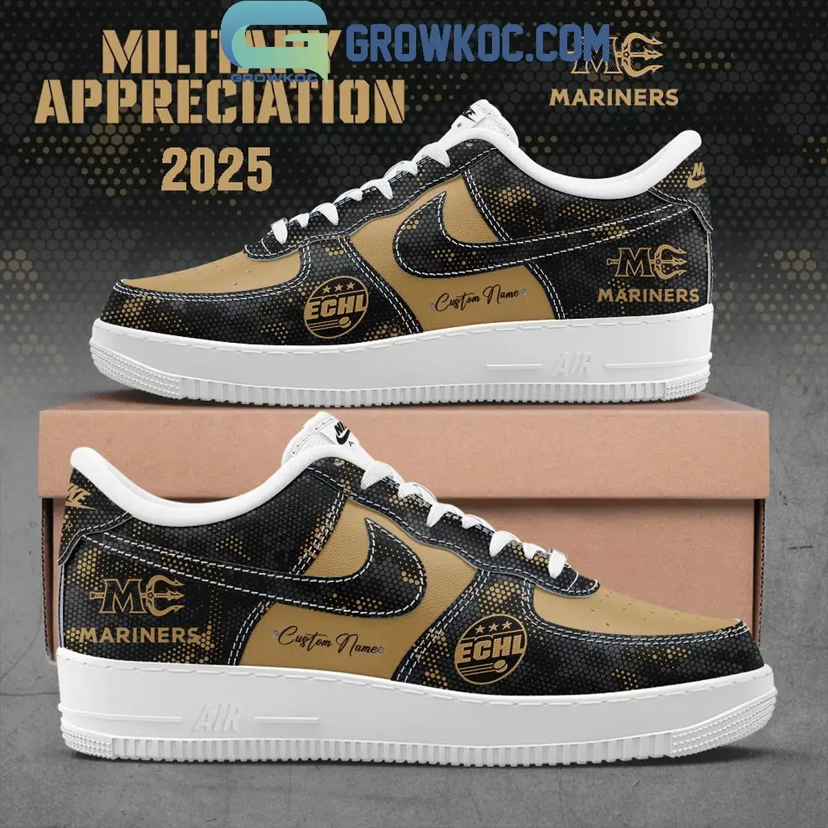 Maine Mariners Military Appreciation 2025 Air Force 1 Shoes