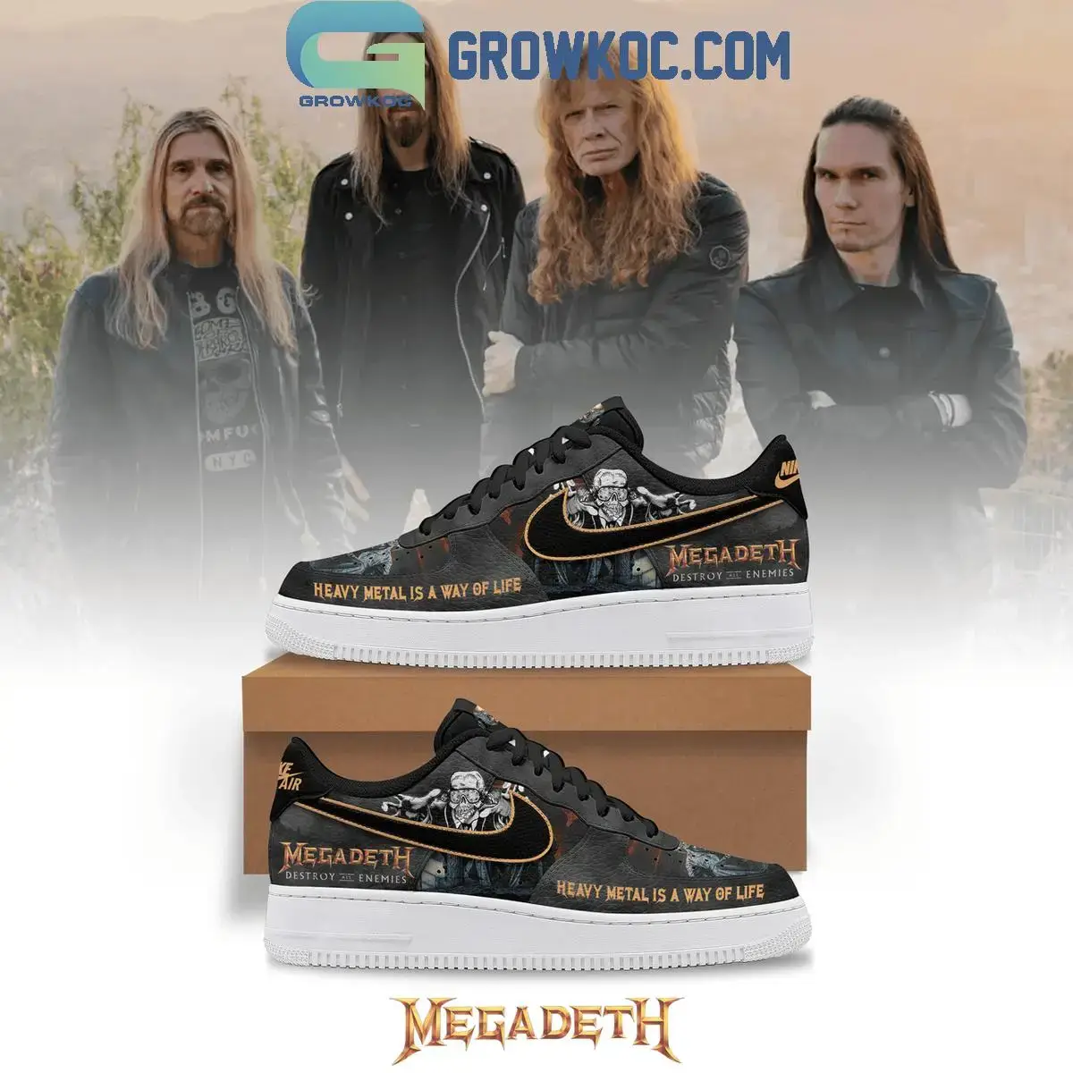 Megadeth Heavy Metal Is A Way Of Life Rock On Air Force 1 Shoes