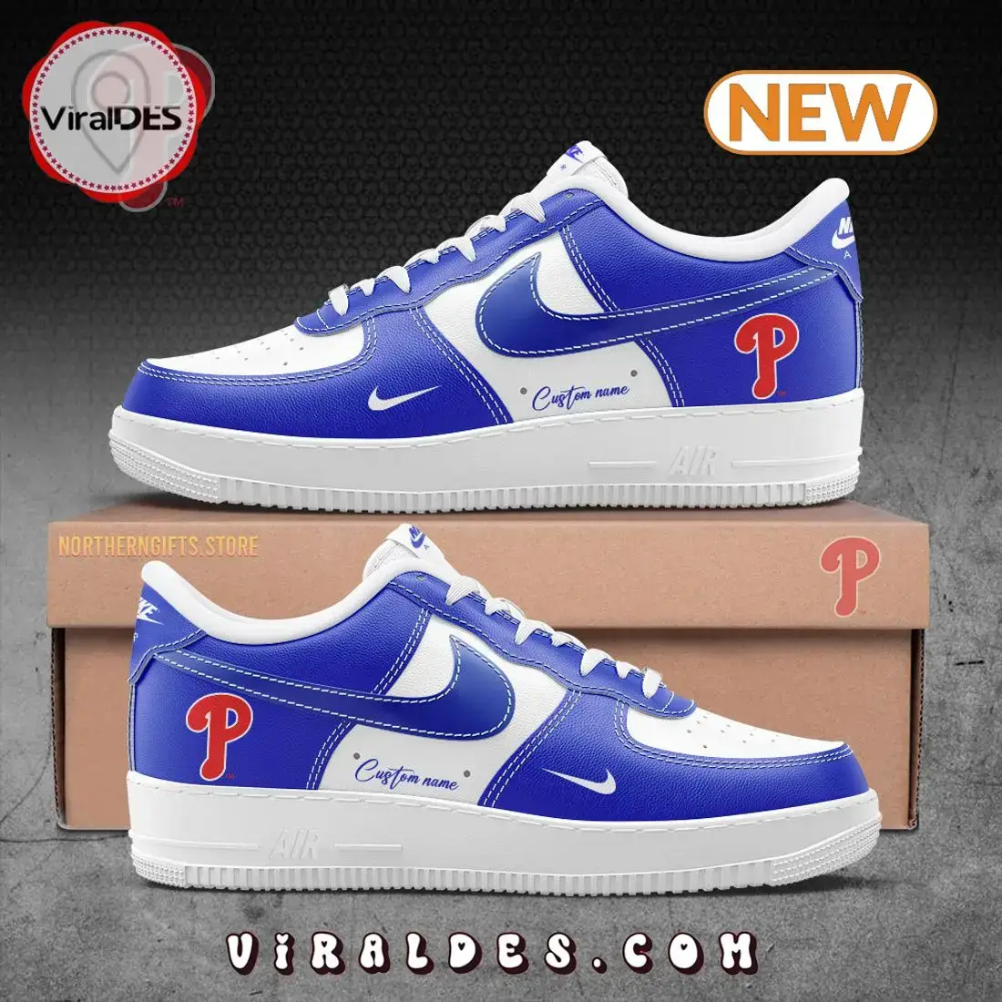 MLB Philadelphia Phillies Custom Name Navy Air Force 1 Sneakers