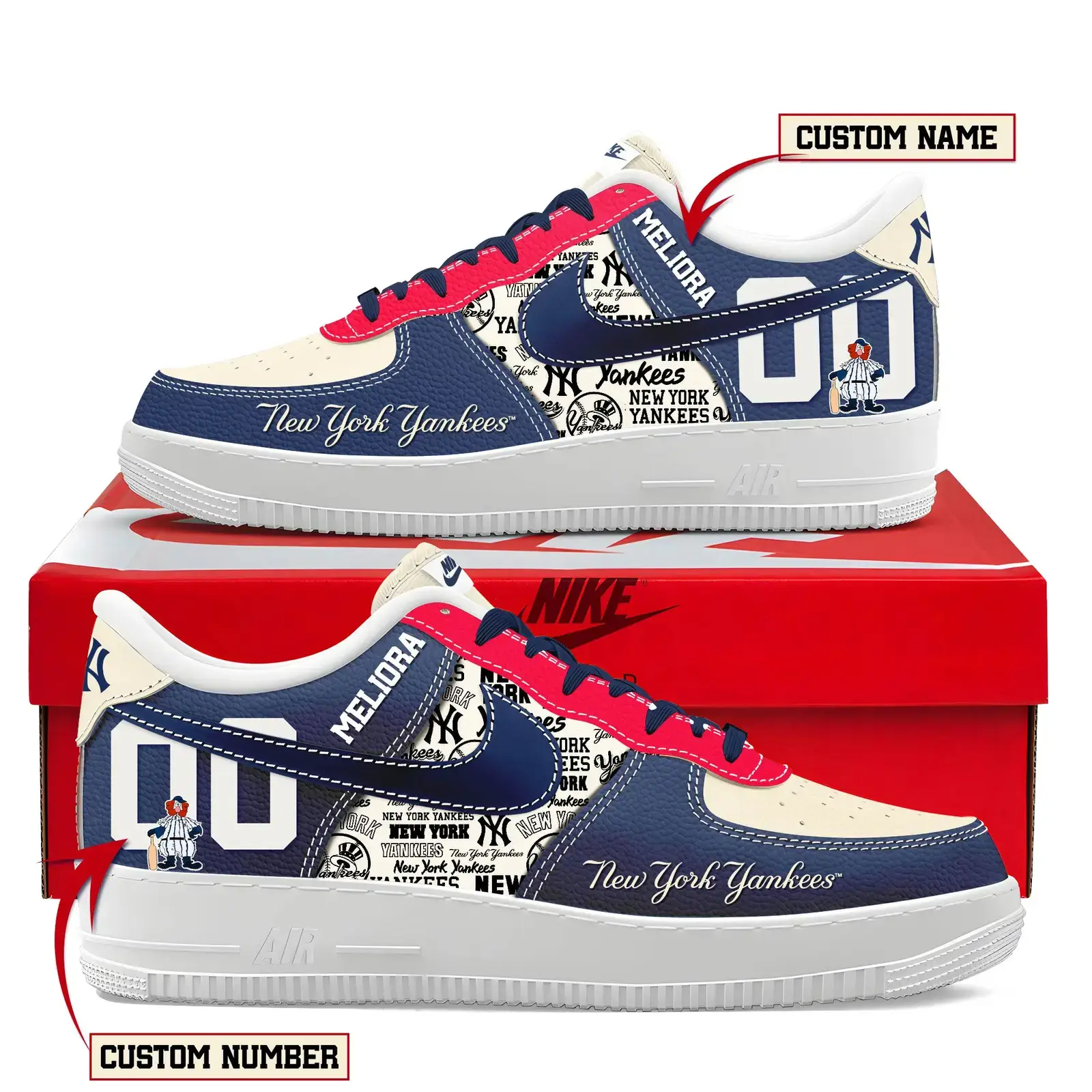 New York Yankees Customized Air Force 1 Shoes | RL70