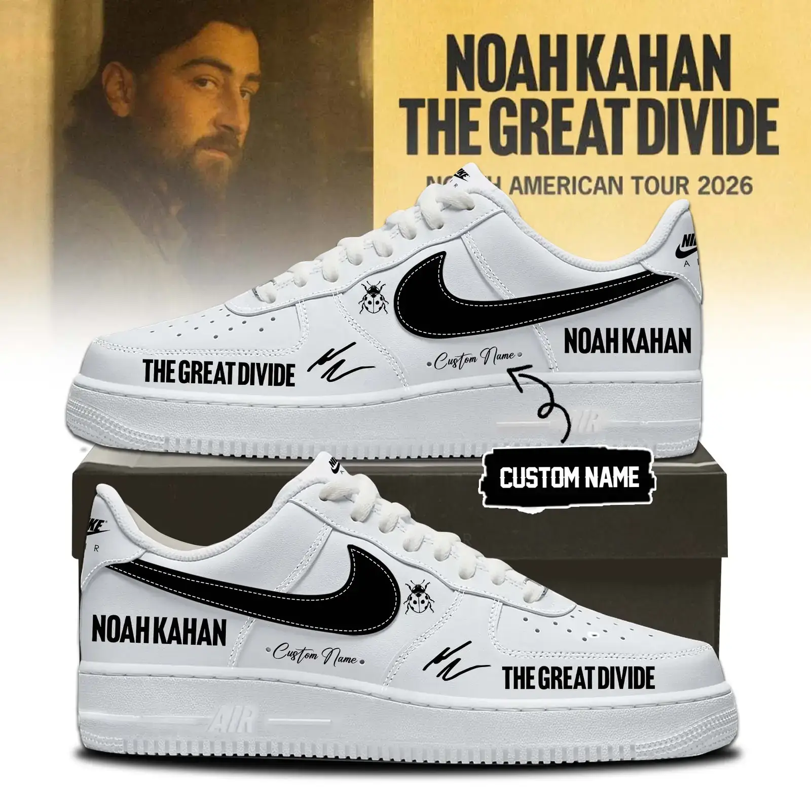 Noah Kahan The Great Divide Tour signed Air Force 1 Shoes 1 | TY41