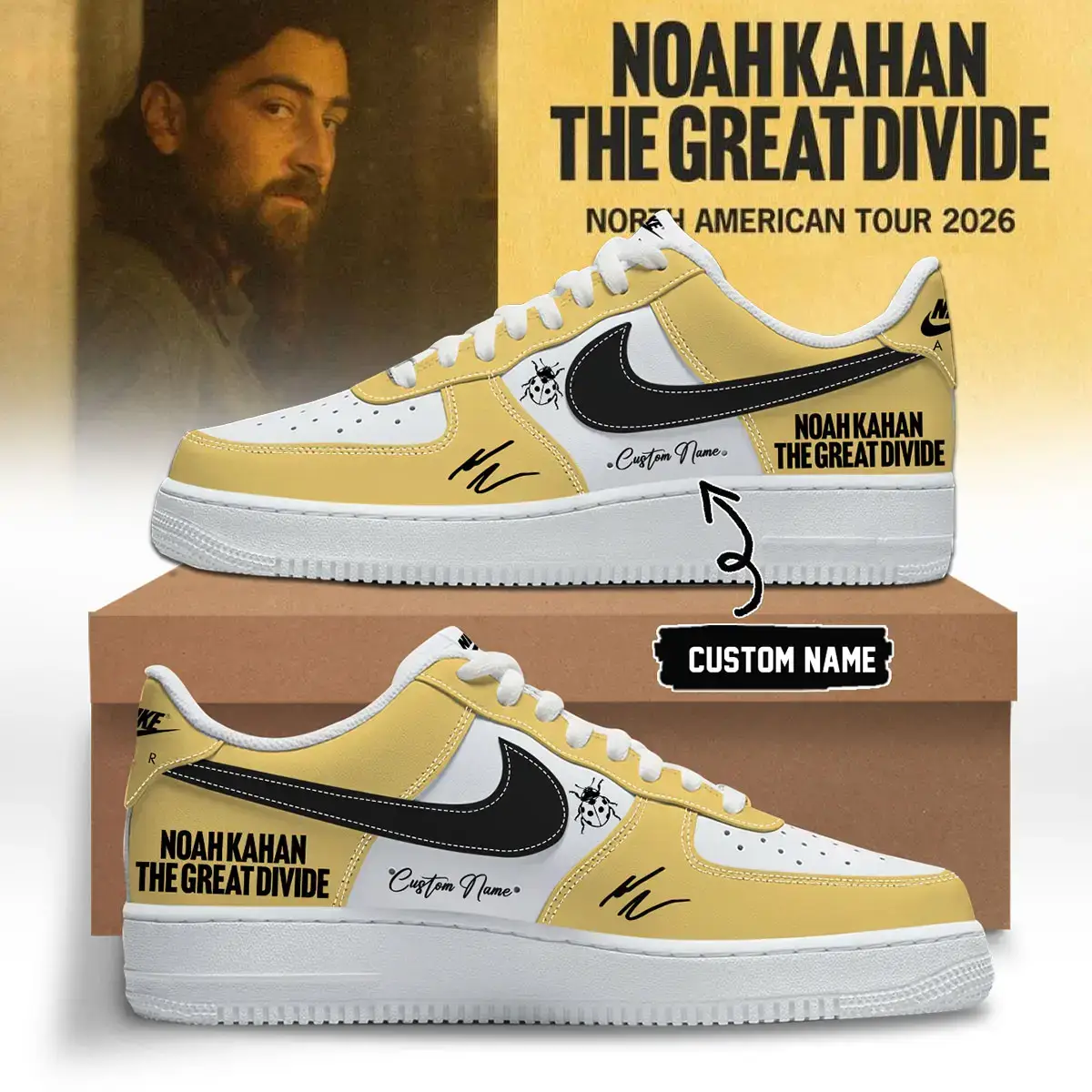 Noah Kahan The Great Divide Tour signed Air Force 1 Shoes 2 | IH11