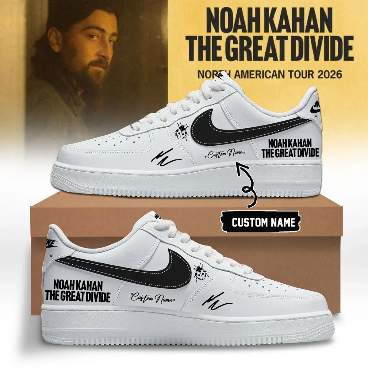 Noah Kahan The Great Divide Tour signed Air Force 1 Shoes 2 | OZ23