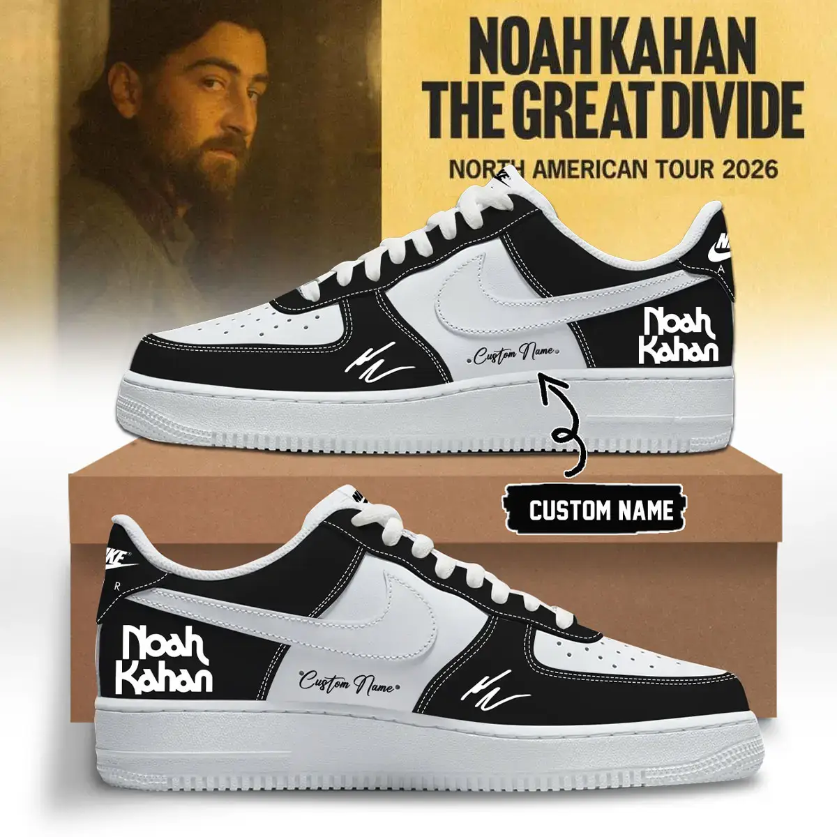 Noah Kahan The Great Divide Tour signed Air Force 1 Shoes 3 | AO68