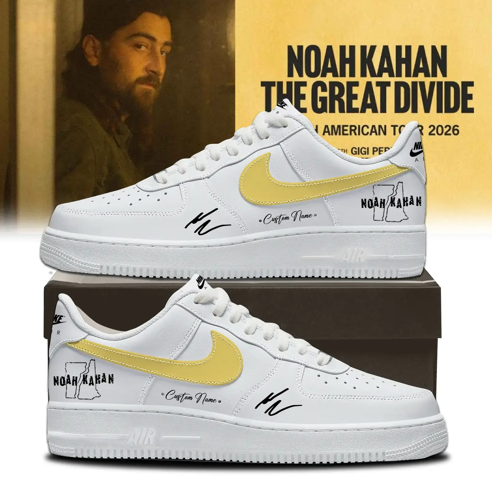Noah Kahan The Great Divide Tour signed Air Force 1 Shoes 4 | ER73