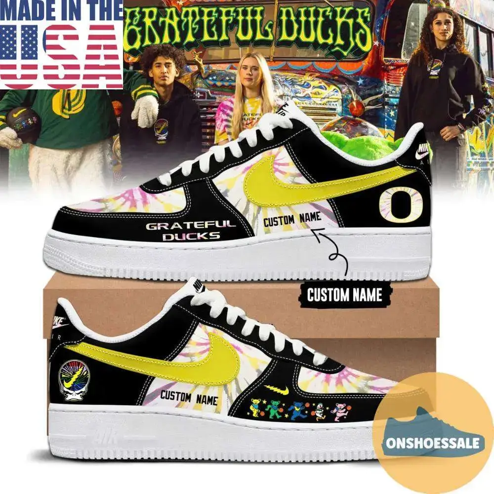 Oregon Ducks x Grateful Dead 2026 Custom Name Air Force 1 Shoes, Gift For Fans - Best Gift Shoes