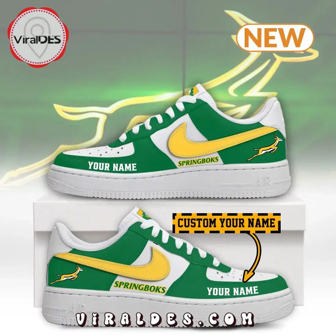 Personalized Springboks Rugby Union Air Force 1 Shoes