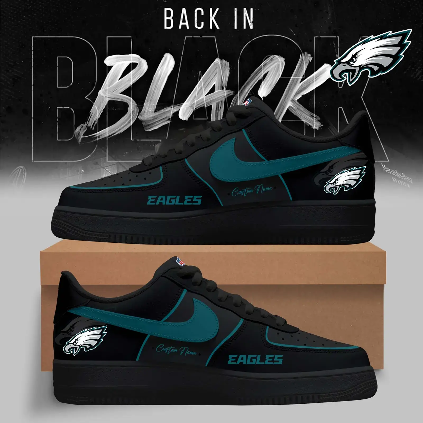 Philadelphia Eagles - 2025 Back In Black Limited Edition Air Force 1