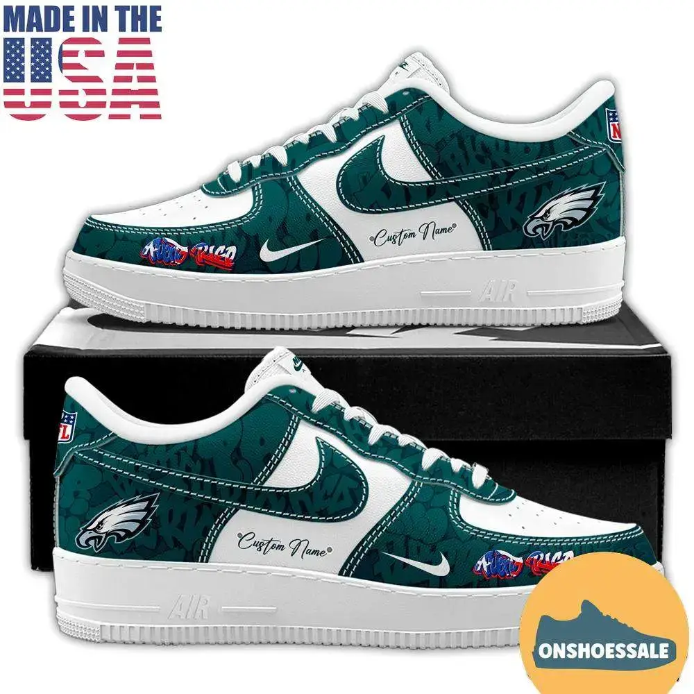 Philadelphia Eagles Puerto Rican Special Custom Air Force 1 Shoes, Gift For Fans - Best Gift Shoes