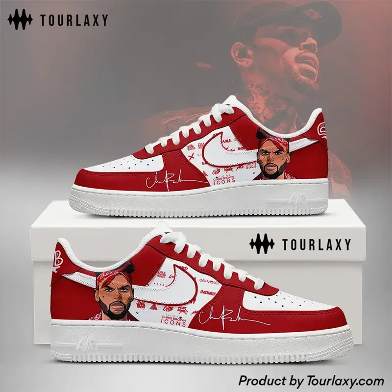 Red Chris Brown Air Force 1 Shoes 