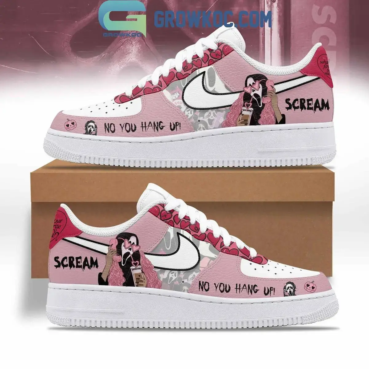 Scream No You Hang Up Pink Love Air Force 1 Shoes