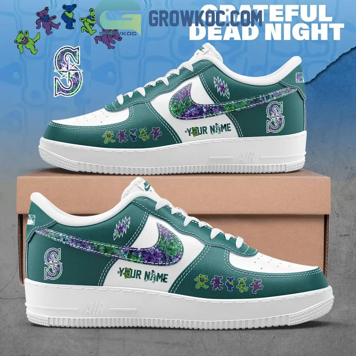 Seattle Mariners x Grateful Dead Night Air Force 1 Shoes