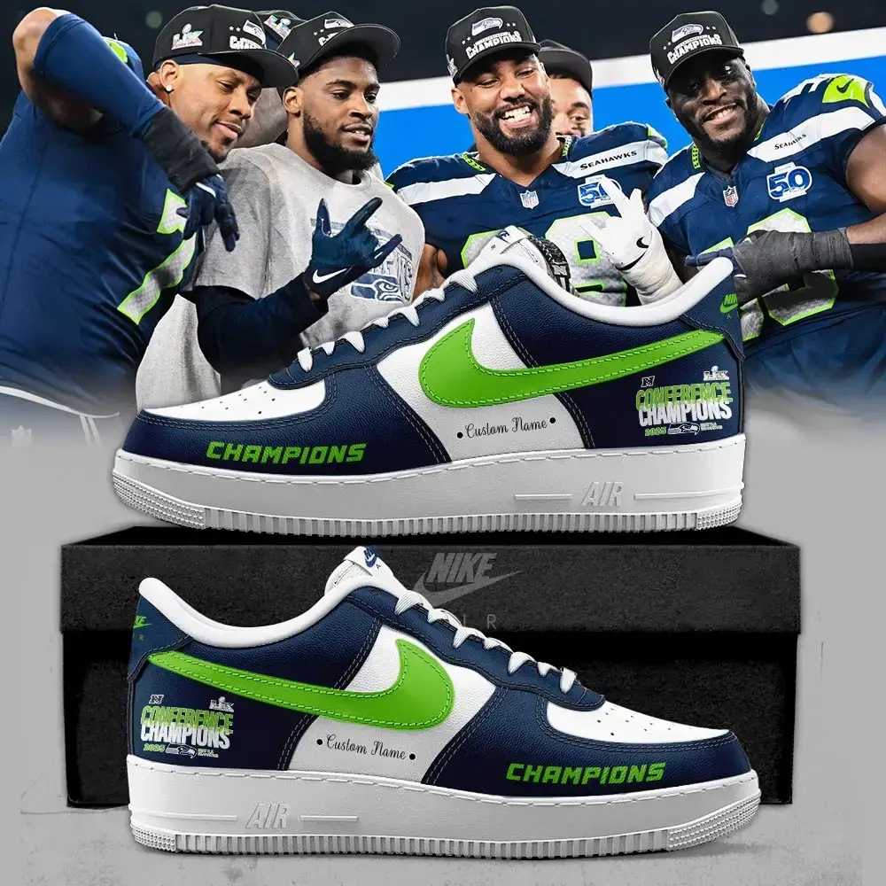 Seattle Seahawks NFC Conference Champions Limited Personalized Air Force 1 Shoes | ZG71