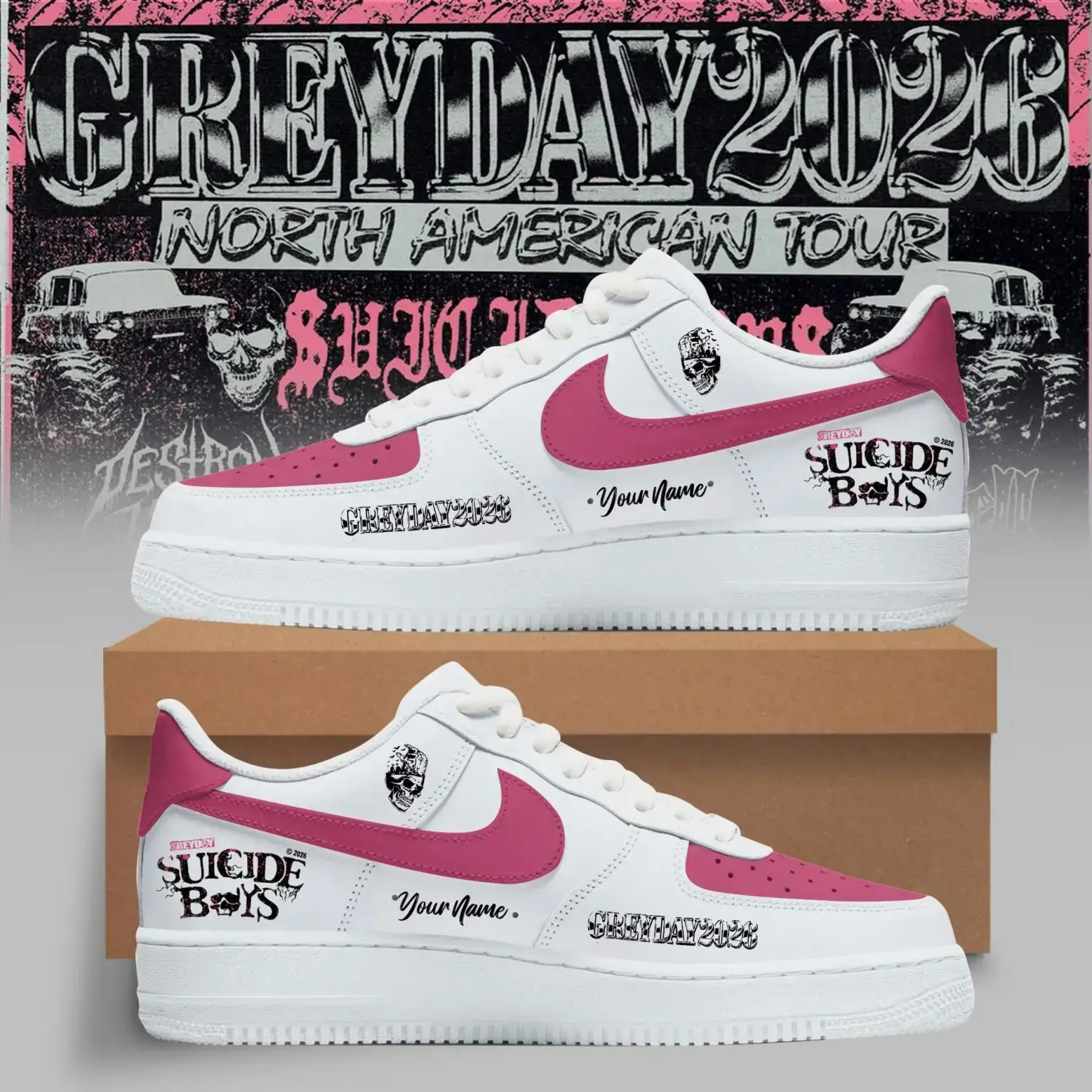 SuicideBoyS Greyday Tour 2026 Merch - North American Tour Air Force 1 Shoes | WA65