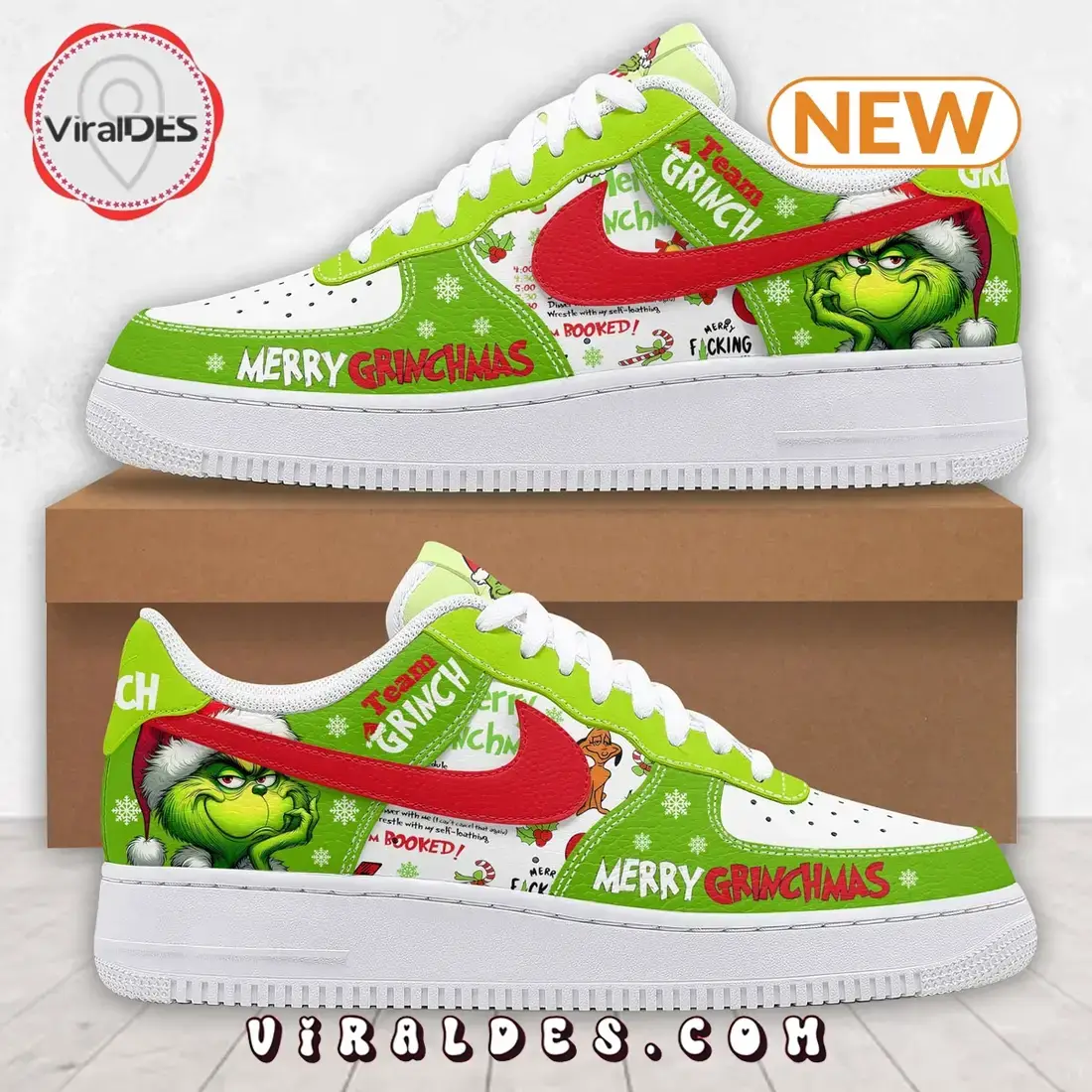 Team Grinch - Merry Grinchmas Air Force 1 Shoes