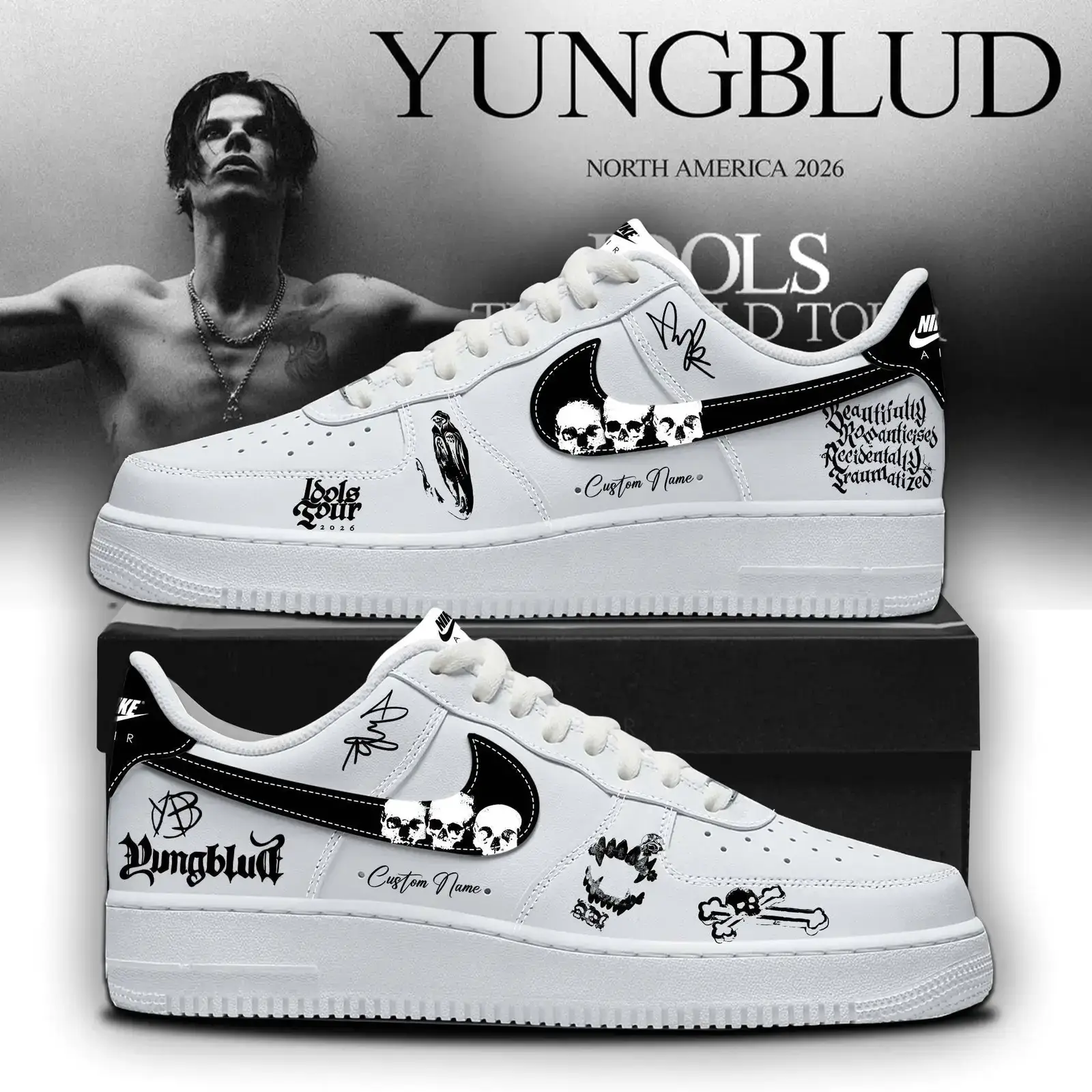 Yungblud Idols The World Tour 2026 Limited Edition Air Force 1 Sneakers | WA45