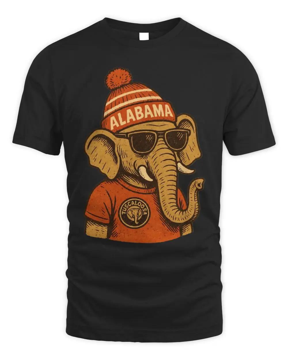 Alabama Crimson Tide Tuscaloosa Elephant Mascot Wearing Beanie And Sunglasses T-Shirt Alabama Crimson Tide Tuscaloosa Elephant Mascot Wearing Beanie And Sunglasses T-Shirt - Image 1
