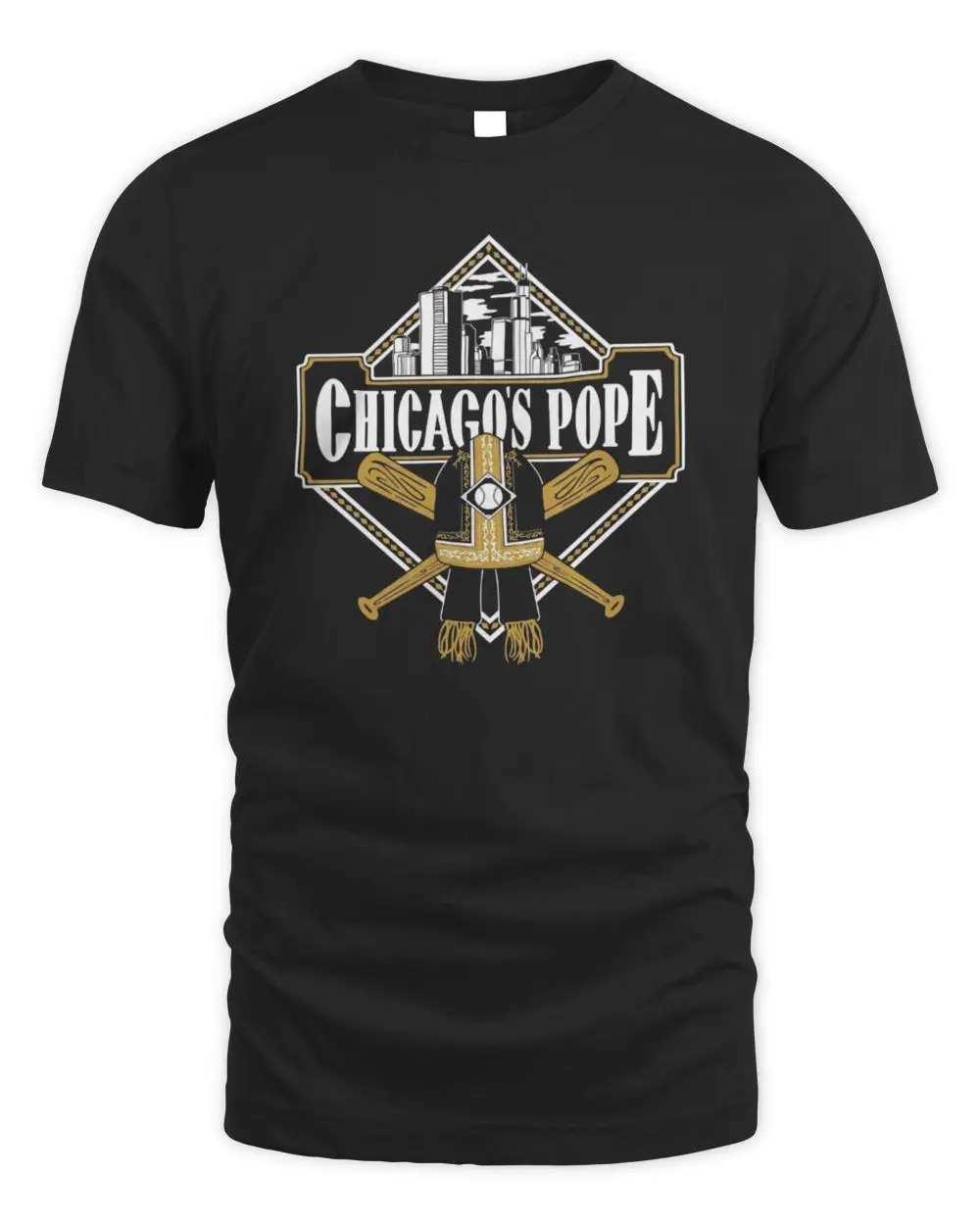 Chicago's Pope Baseball Cityscape Skyline Vintage Graphic Hoodie