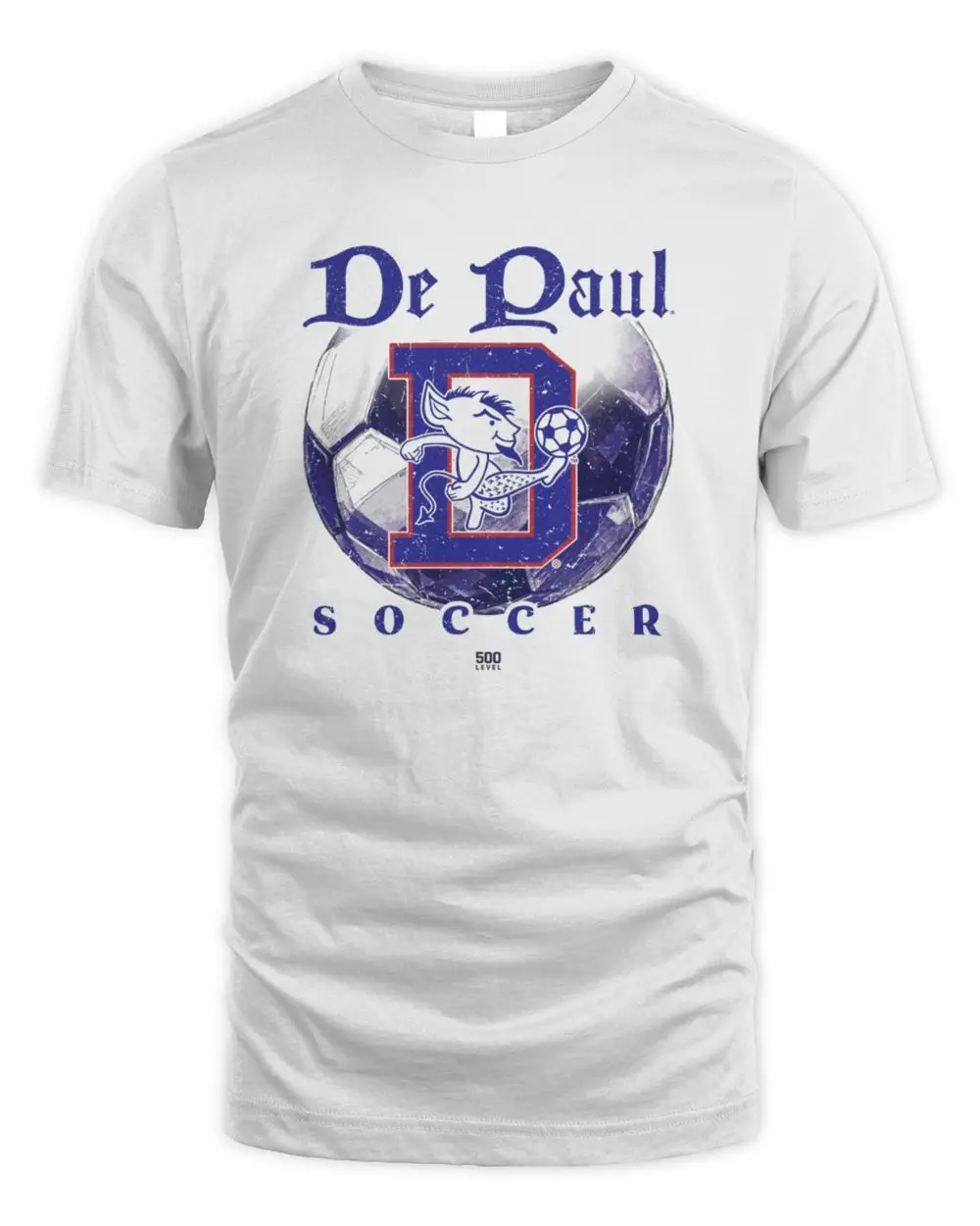 DePaul Blue Demons Soccer Team Mascot Logo Vintage Gray Athletic Hoodie