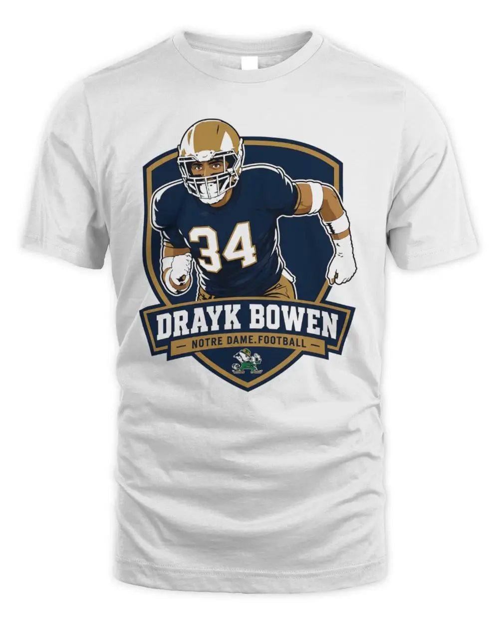 Drayk Bowen #34 Notre Dame Fighting Irish Football Player Crest Logo Graphic Hoodie
