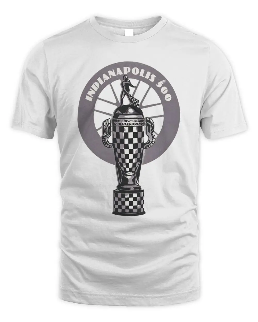 Indianapolis 500 Borg-Warner Trophy Checkered Flag Logo Vintage Graphic T-Shirt