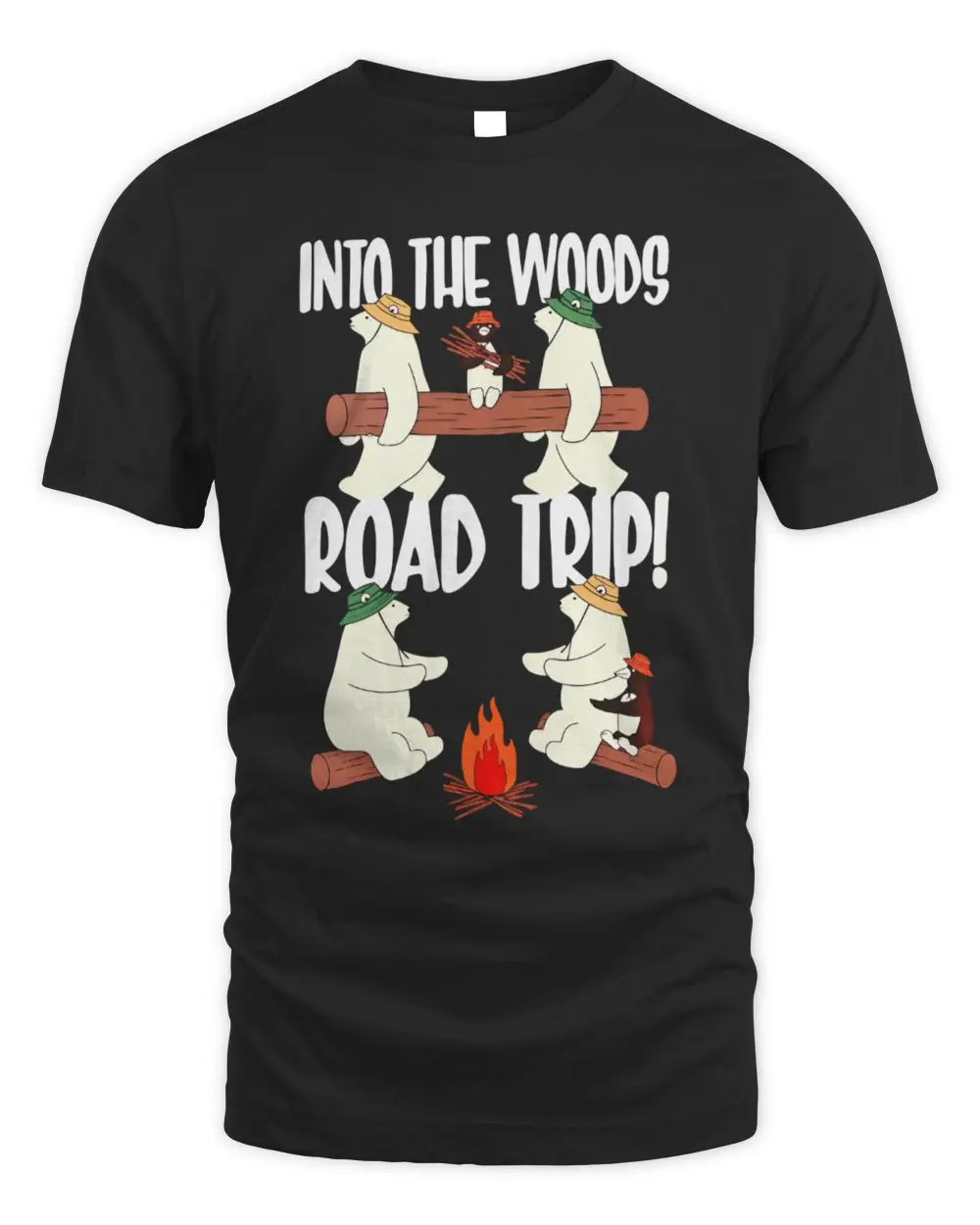 Into The Woods Road Trip Polar Bears And Penguin Camping T-Shirt