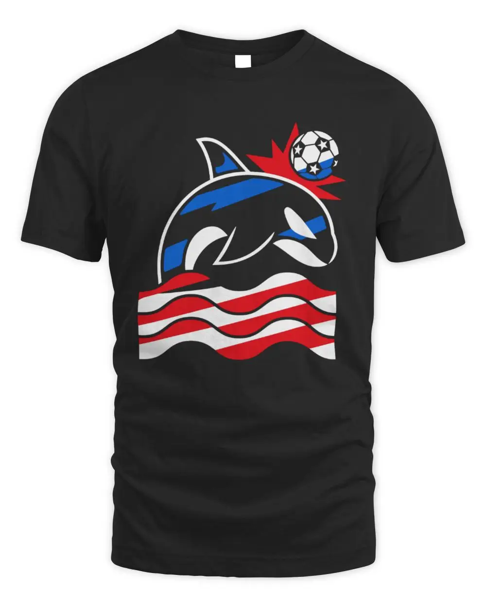 Killer Whale Orca Jumping Over Red And White Waves Hitting Soccer Ball Hoodie Killer Whale Orca Jumping Over Red And White Waves Hitting Soccer Ball Hoodie - Image 1