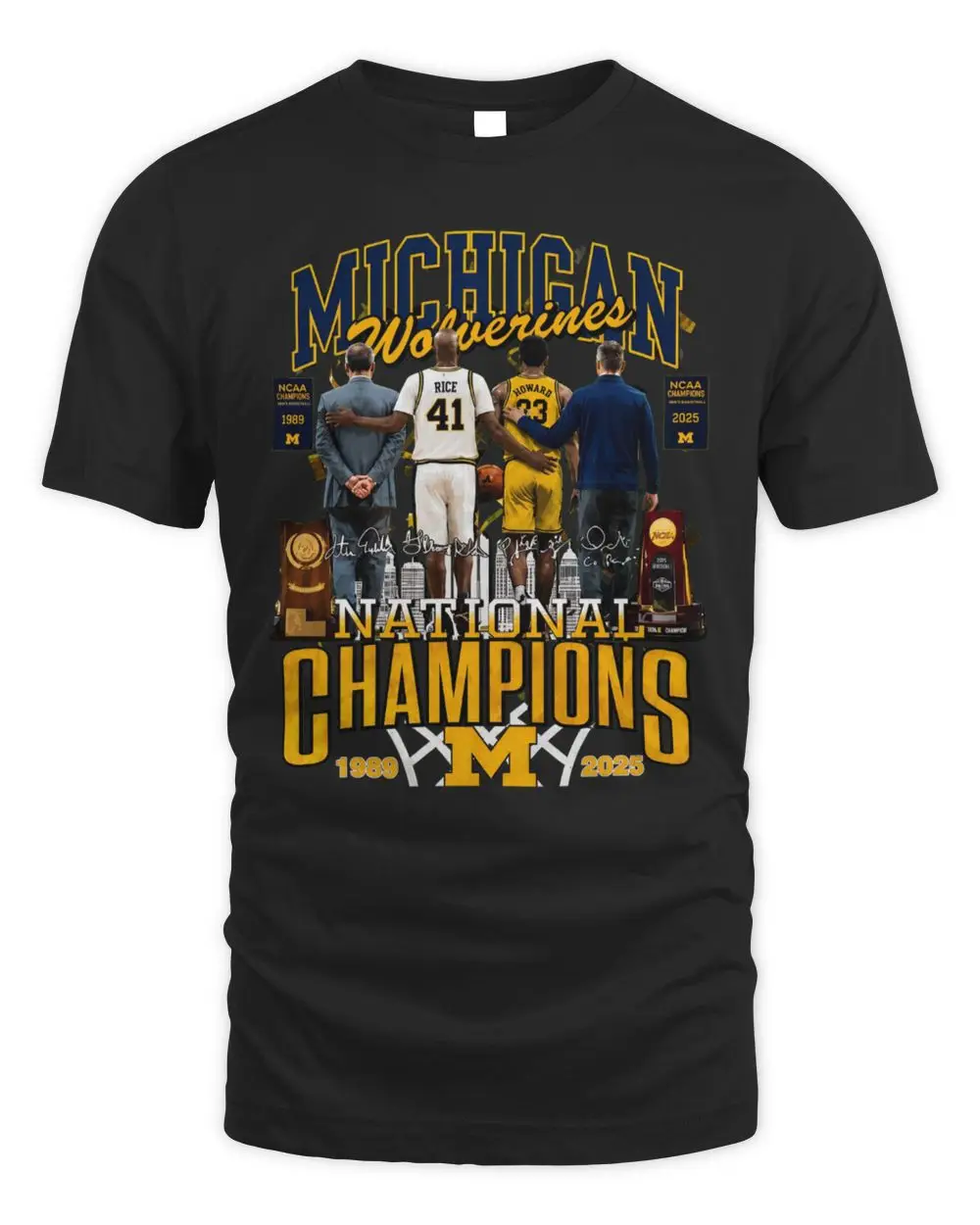 Michigan Wolverines National Champions Signatures Basketball Hoodie Sweatshirt