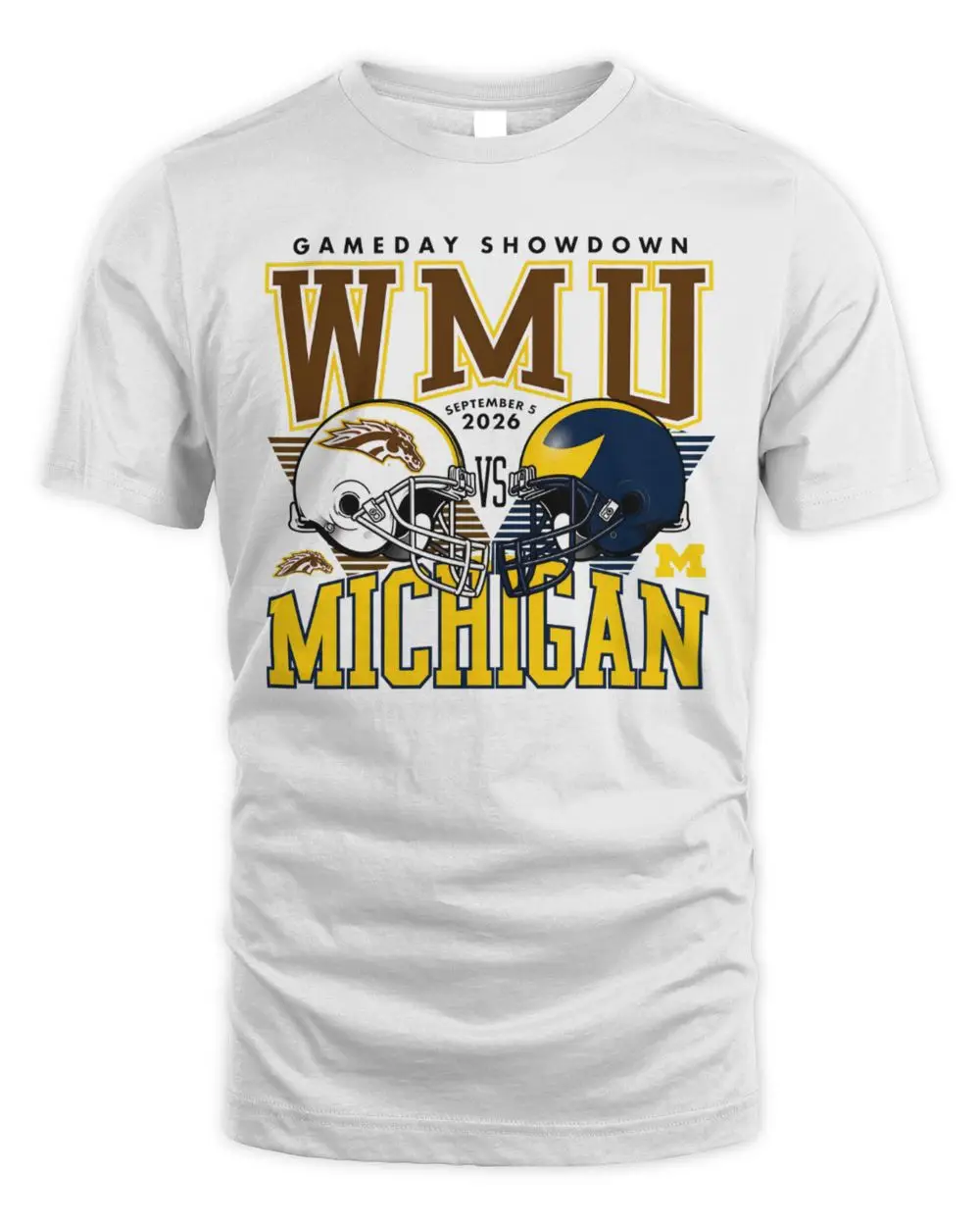 Michigan Wolverines White Football vs Western Michigan Short Sleeve T Shirt