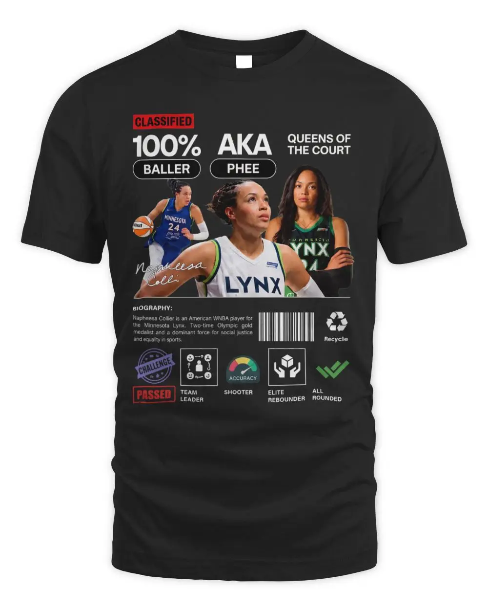 Napheesa Collier Phee Minnesota Lynx Queens Of The Court T Shirt