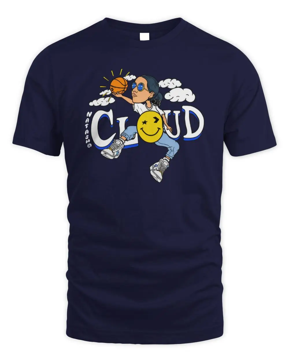 Natasha Cloud 9 Basketball Player Smiley Face Clouds Black Graphic Hoodie