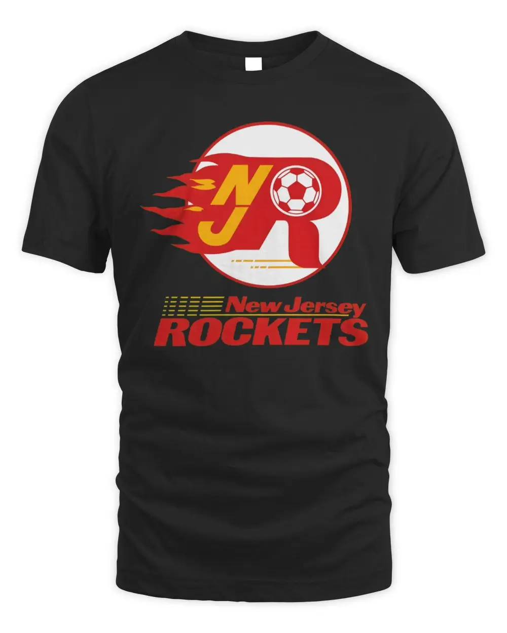 New Jersey Rockets Soccer Team Flaming Logo Fan Black Hoodie