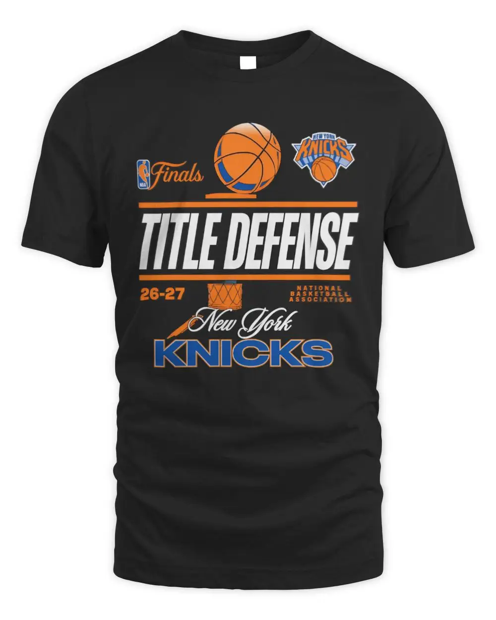 New York Knicks 26-27 NBA Finals Title Defense Basketball Graphic Black Hoodie