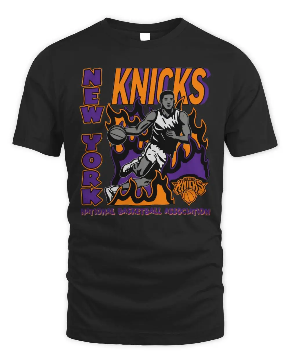 New York Knicks NBA Basketball Team Logo Player Flame Graphic Black Hoodie