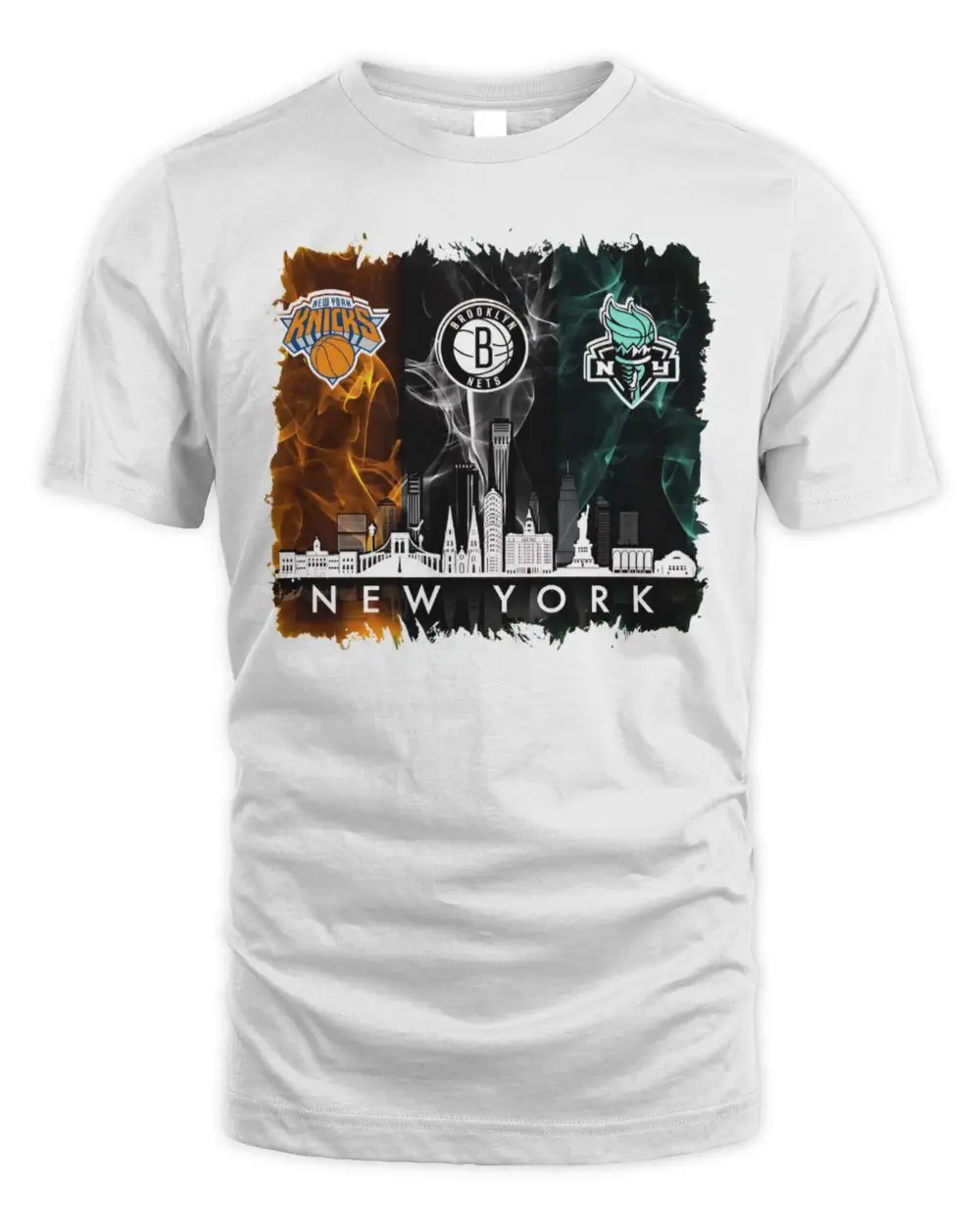 New York Liberty Brooklyn Nets and New York Mets 2026 season New York Skyline Shirt