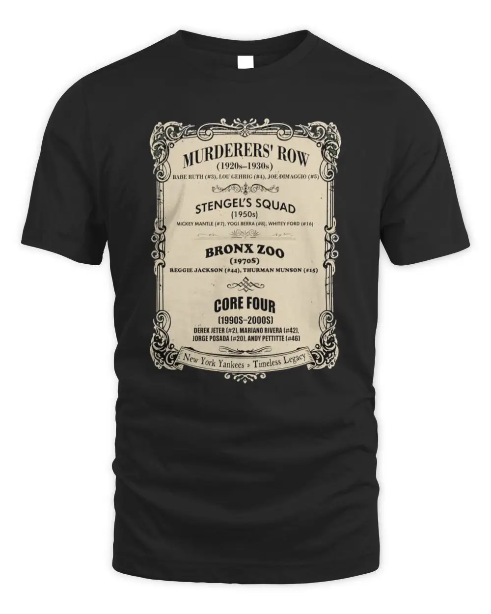 NY Yankees Murderers’ Row Stengel’s Squad Bronx Zoo Core Four Timeless Legacy T-Shirt