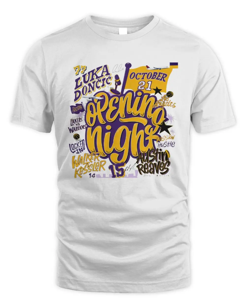Official Los Angeles Lakers Luka Doncic Opening Night October 21 T-Shirt Official Los Angeles Lakers Luka Doncic Opening Night October 21 T-Shirt - Image 1