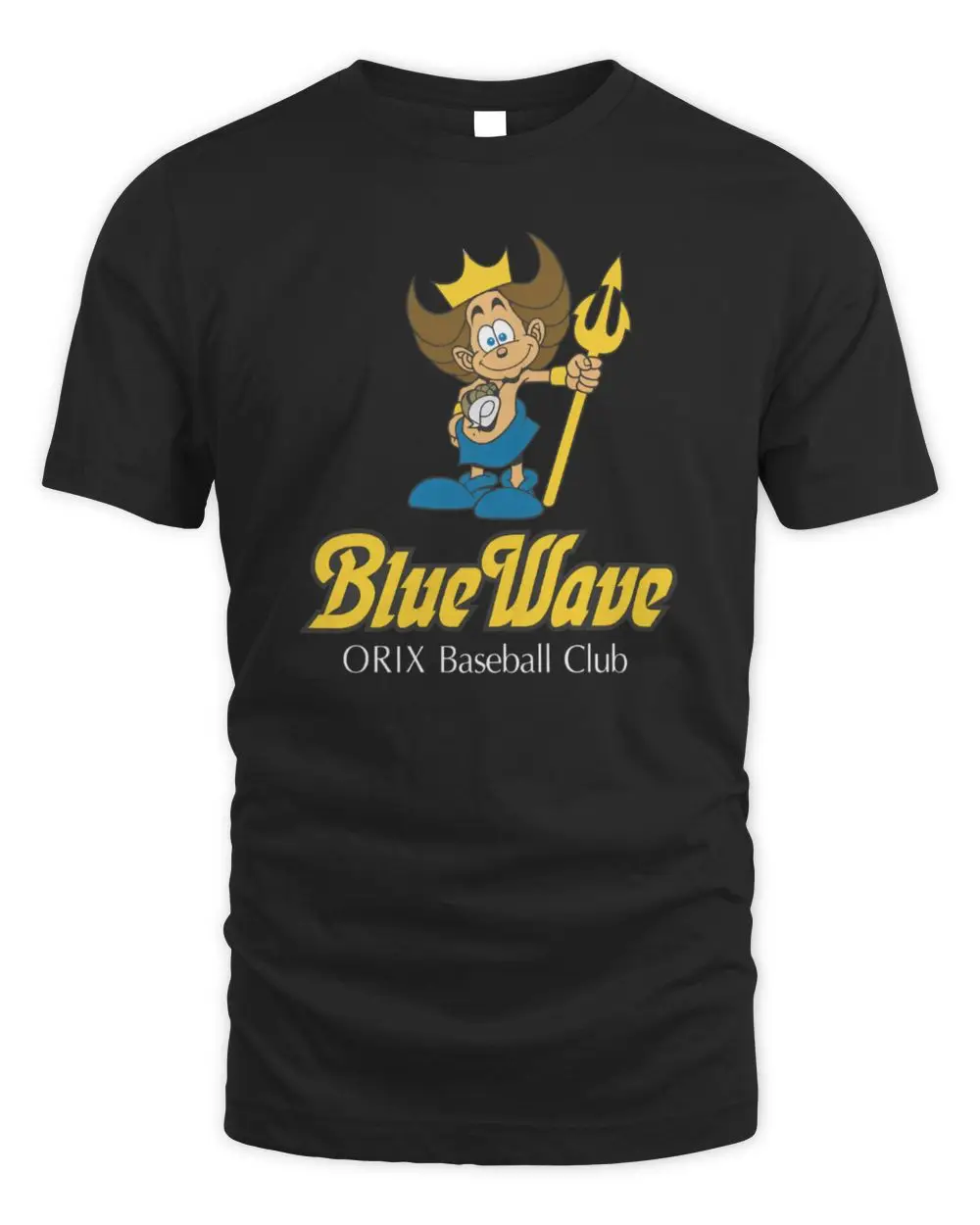 Official Orix Blue Wave Baseball Club Mascot Neptune Trident Black Hoodie