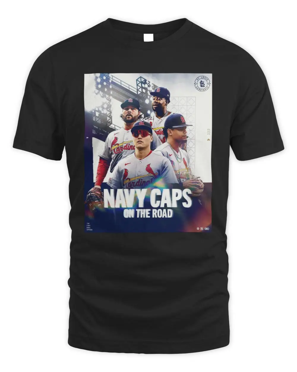 Official St. Louis Cardinals Navy Caps On The Road The Fans Have Spoken Poster T-Shirt Official St. Louis Cardinals Navy Caps On The Road The Fans Have Spoken Poster T-Shirt - Image 1
