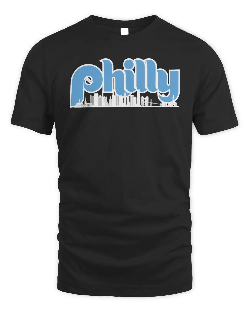 Philly Skyline Blue Retro Font Cityscape T-Shirt