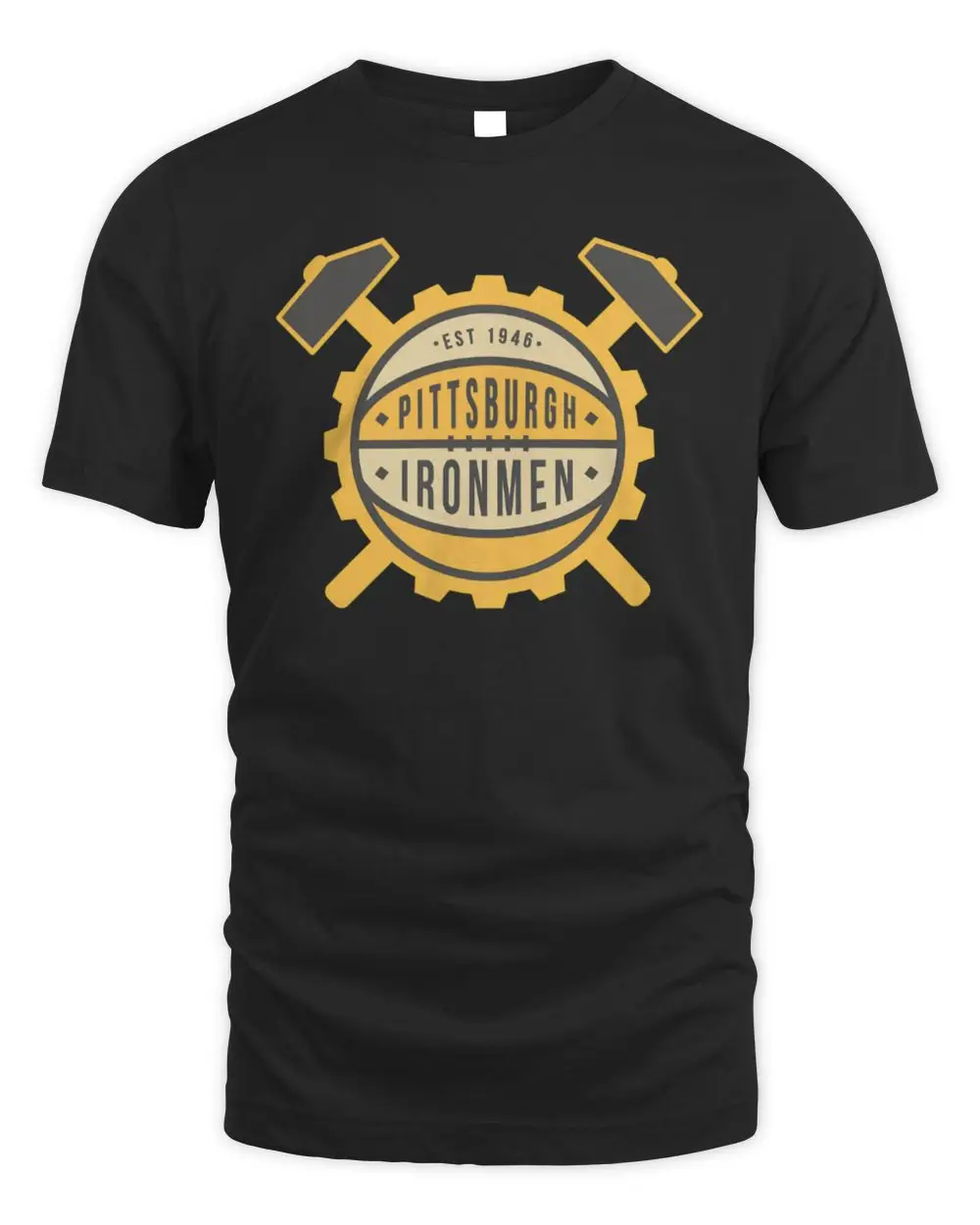 Pittsburgh Ironmen Est 1946 BAA Basketball Team Gear And Hammers Logo Graphic T-Shirt