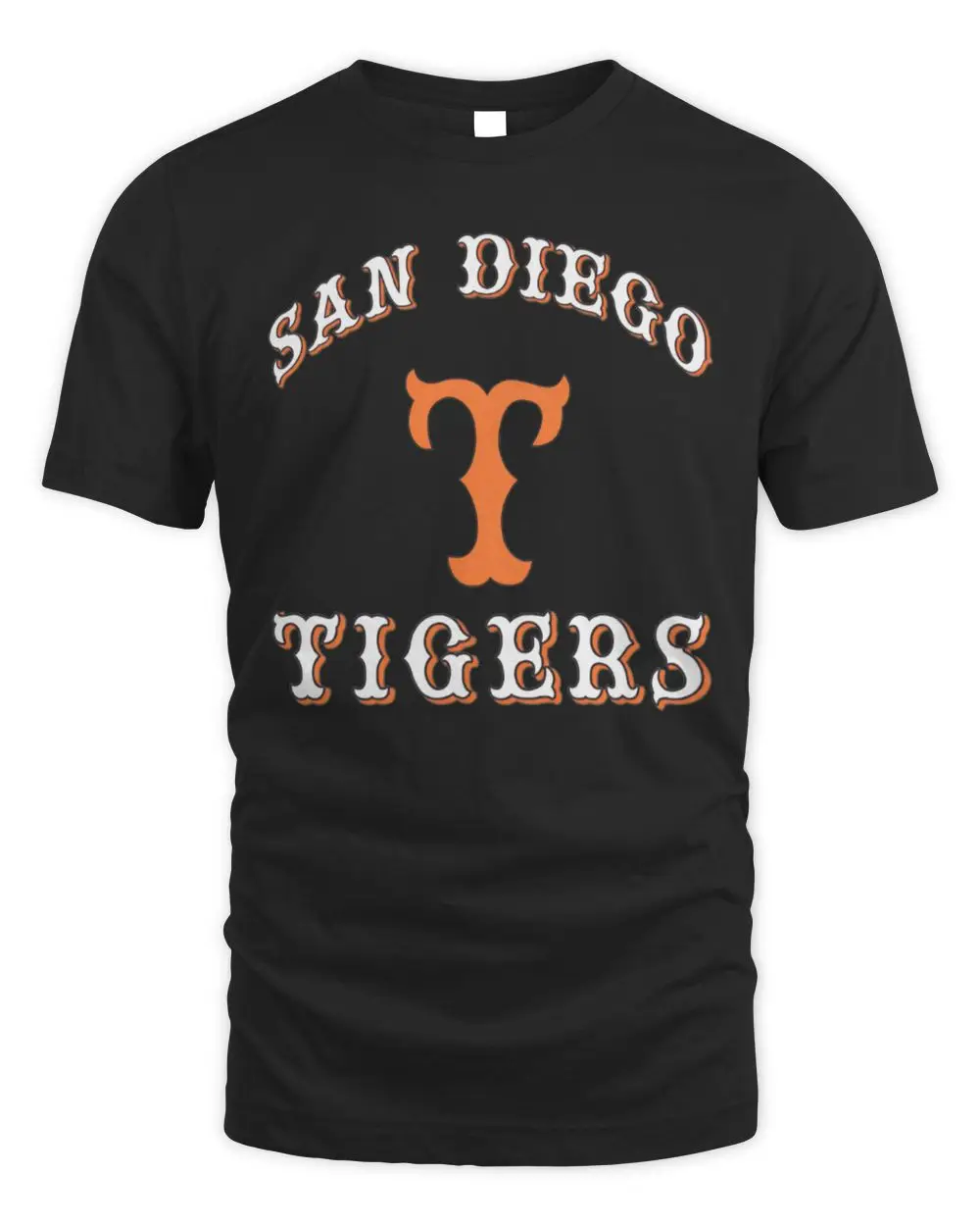 San Diego Tigers Baseball Team Letter T Logo Black T-Shirt