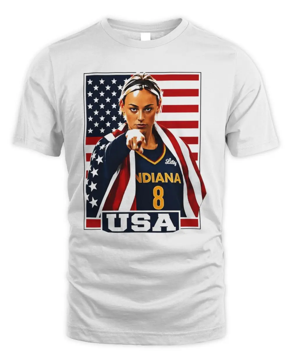 Sophie Cunningham Indiana Fever USA Flag Basketball Star Portrait Graphic Hoodie
