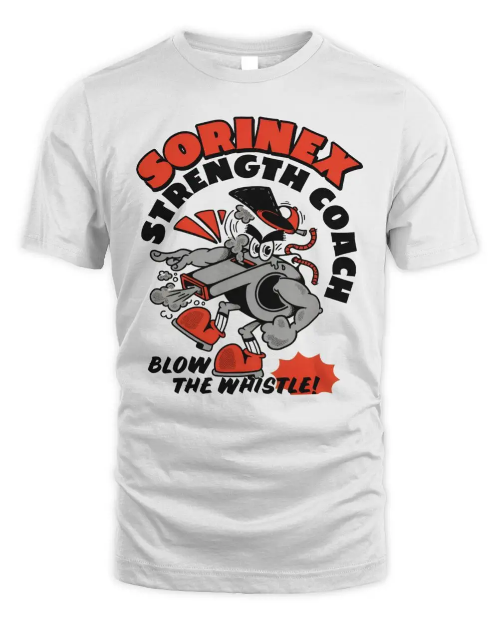 Sorinex Strength Coach Blow The Whistle Cartoon Character Fitness Graphic T-Shirt Sorinex Strength Coach Blow The Whistle Cartoon Character Fitness Graphic T-Shirt - Image 1