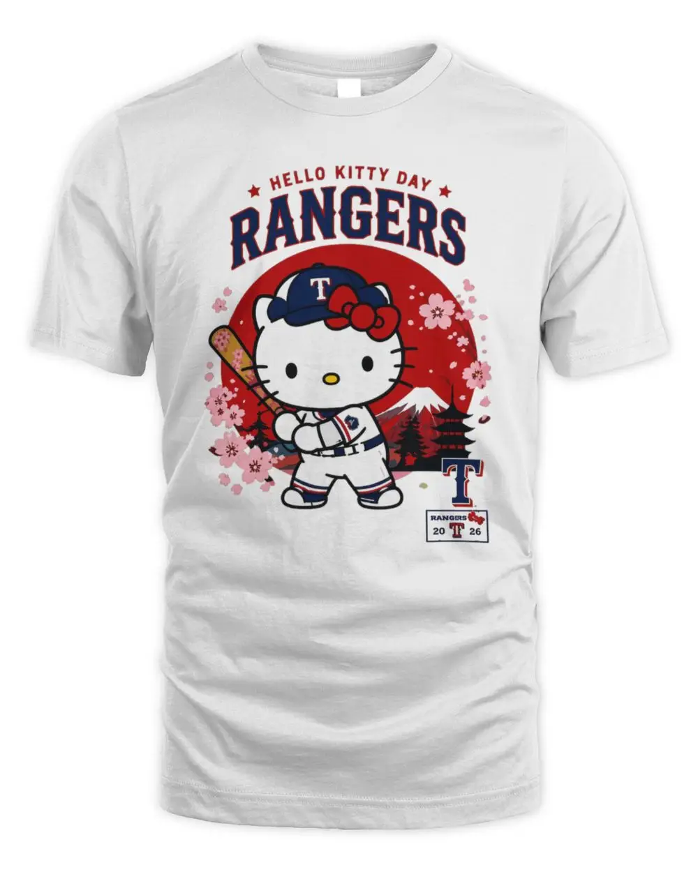 Texas Rangers Hello Kitty Day 2026 Logo Tee