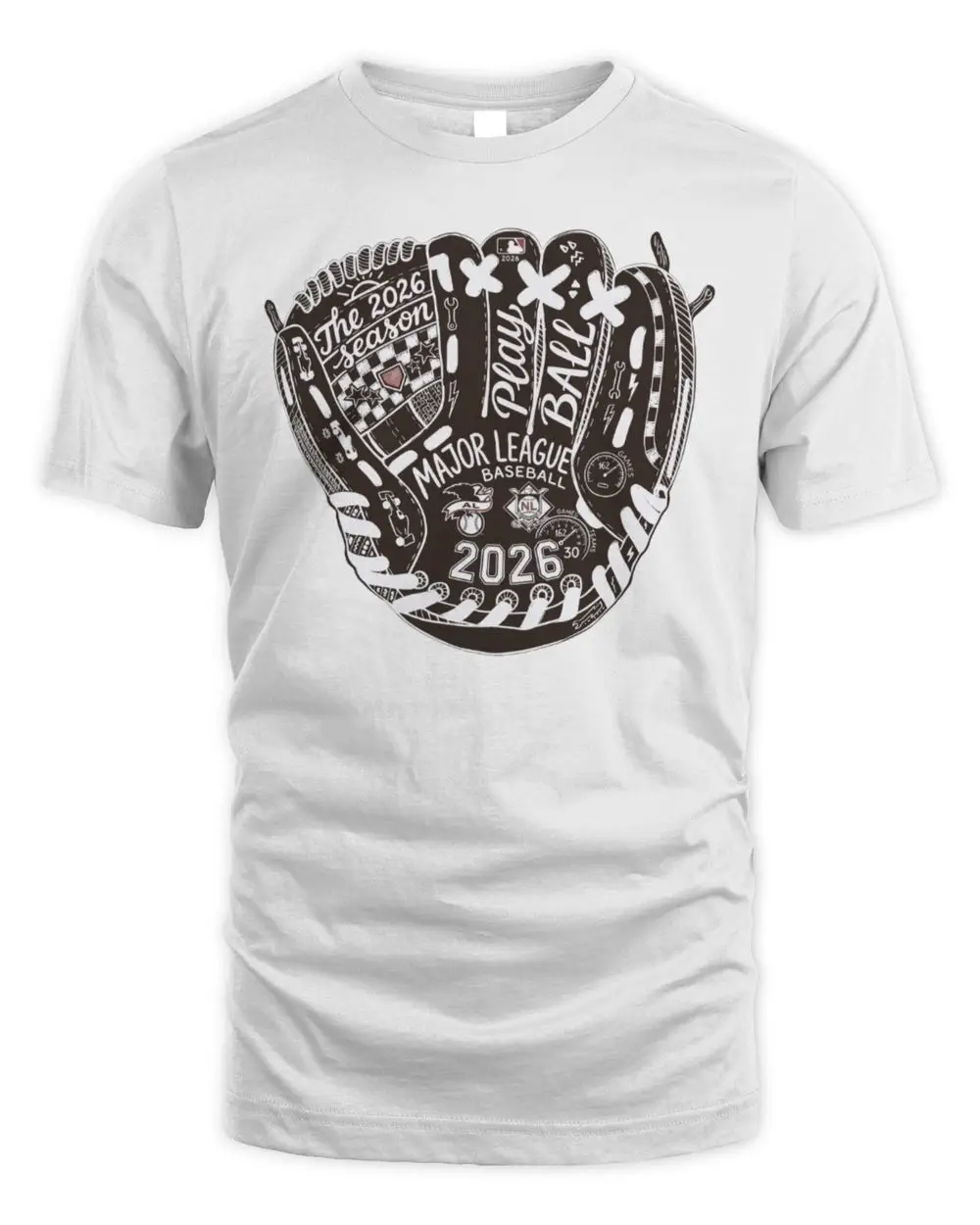 The 2026 Season Major League Baseball Play Ball Glove White T-Shirt