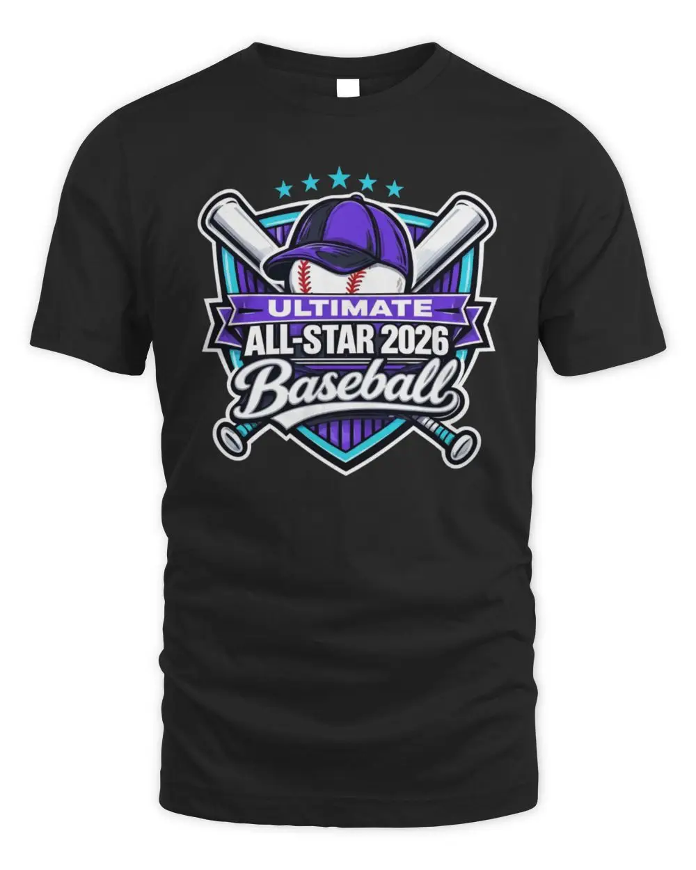 Ultimate All-Star 2026 Baseball Purple Cap Crossed Bats Shield Stars Hoodie Ultimate All-Star 2026 Baseball Purple Cap Crossed Bats Shield Stars Hoodie - Image 1