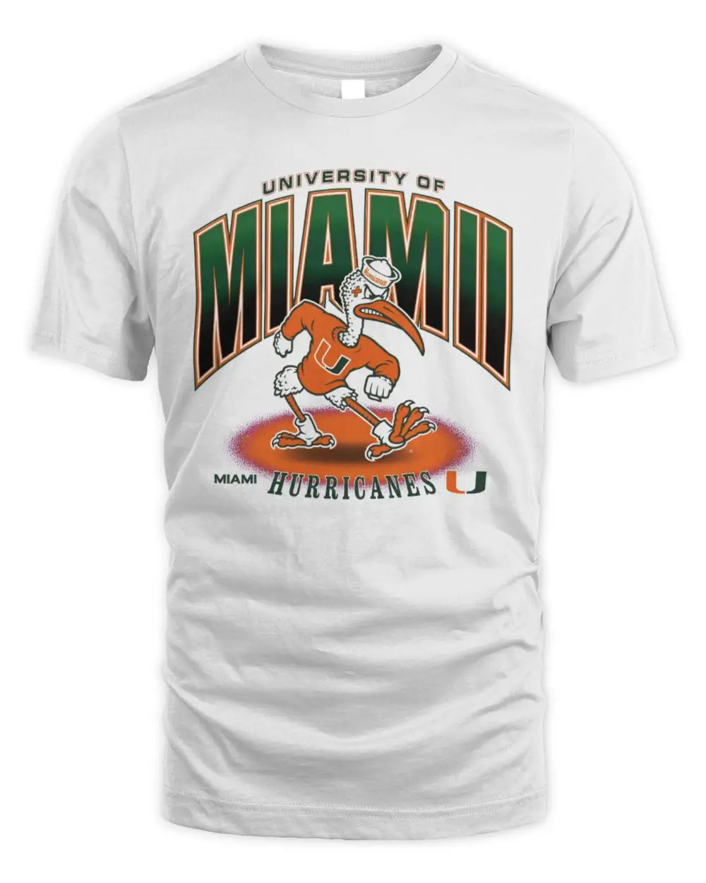 University Of Miami Hurricanes NCAA College Sports Sebastian The Ibis Mascot Graphic White Hoodie